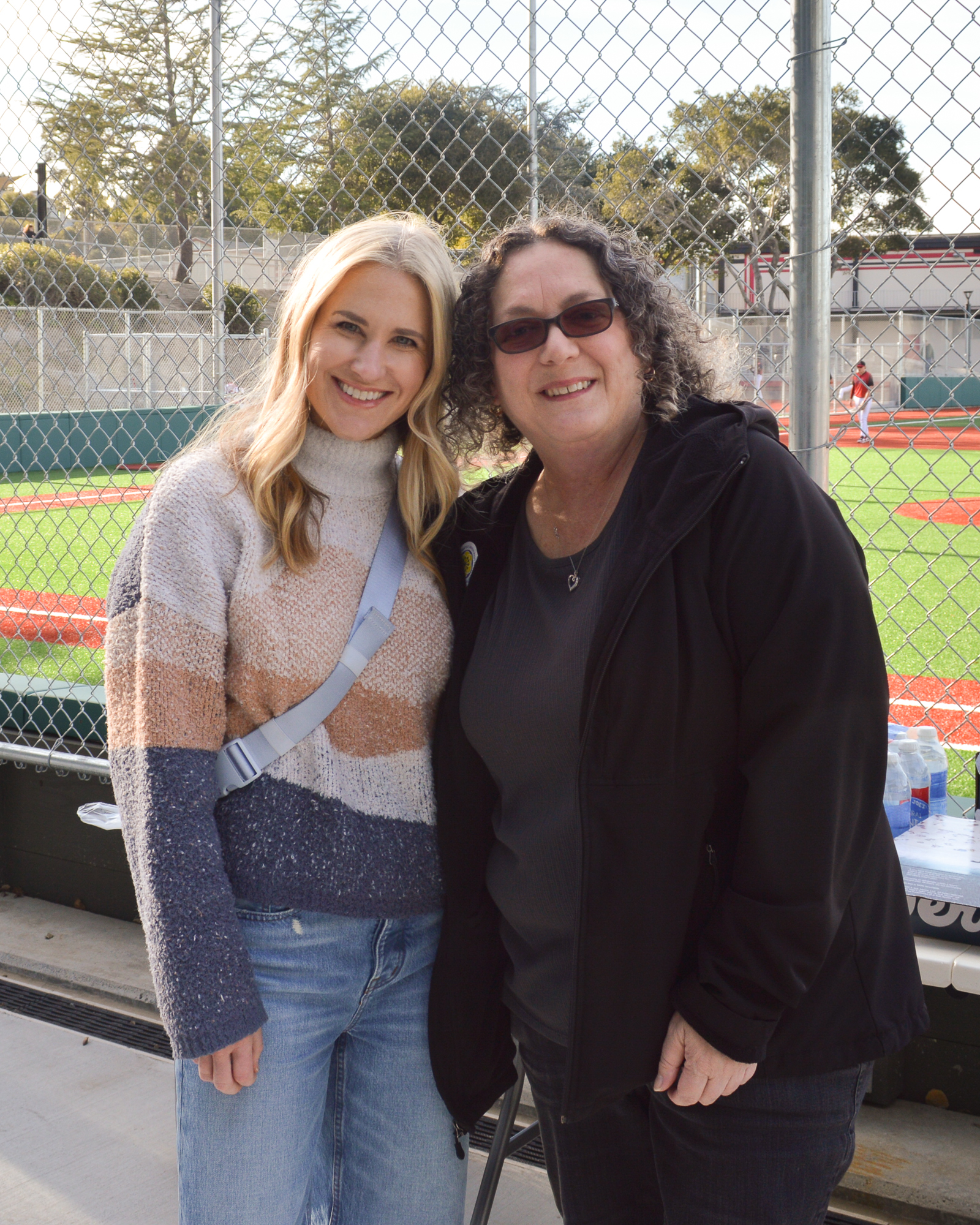 Jennifer Jacobson and Trustee Teri Chavez at Aragon's baseball field